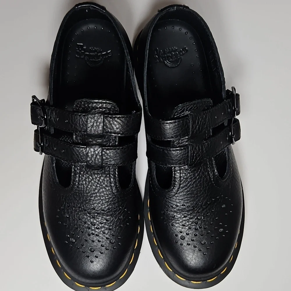 Dr Martens Black Kids Shoes with Buckle Straps